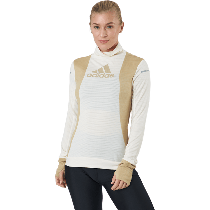 Adidas Blocked Longsleeve Tee Women Wonder White / Beige Tone