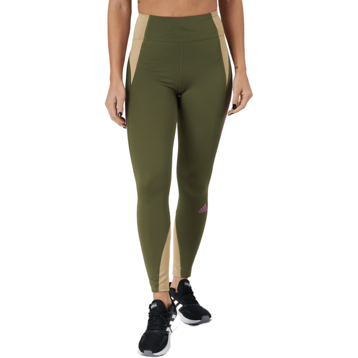 Own The Run Block 7/8 Running Leggings Women Focus Olive / Beige Tone
