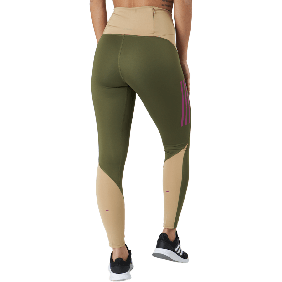 Own The Run Block 7/8 Running Leggings Women Focus Olive / Beige Tone