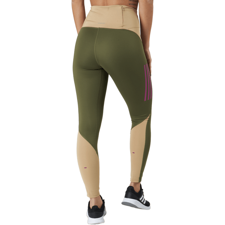 Own The Run Block 7/8 Running Leggings Women Focus Olive / Beige Tone