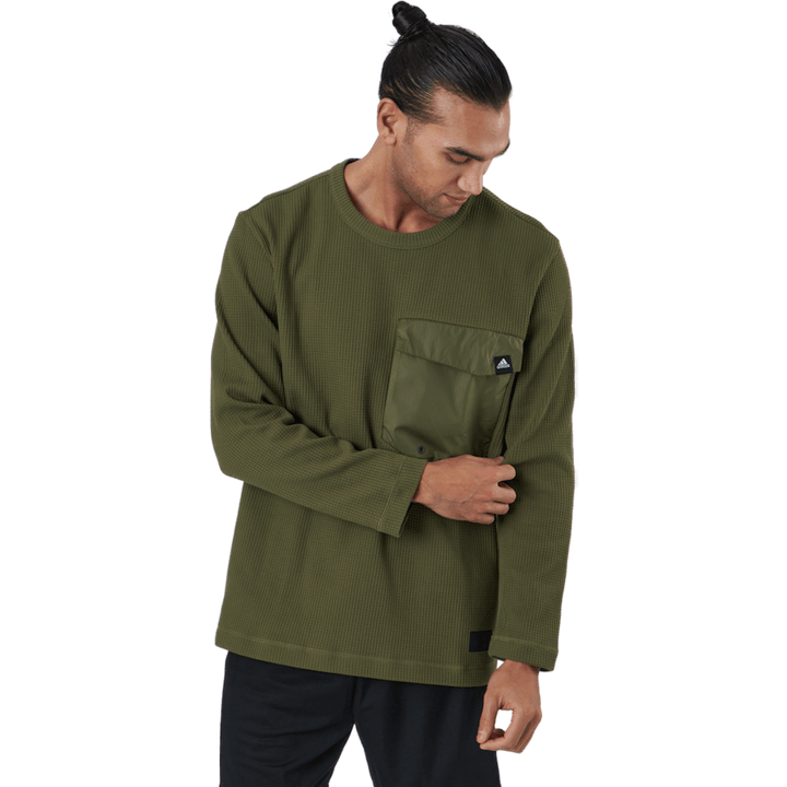 Športna oblačila Pocket Waffle Knit Crew Focus Olive