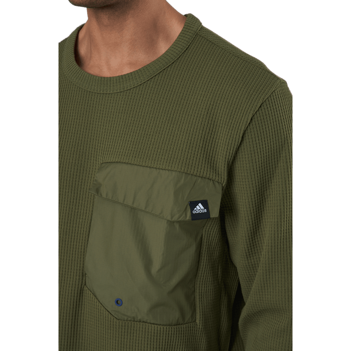 Športna oblačila Pocket Waffle Knit Crew Focus Olive