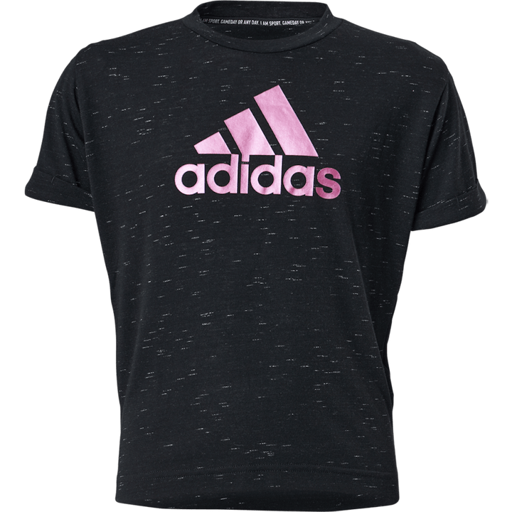 Tüdrukud Bos Tee Black Melange / Team Real Magenta