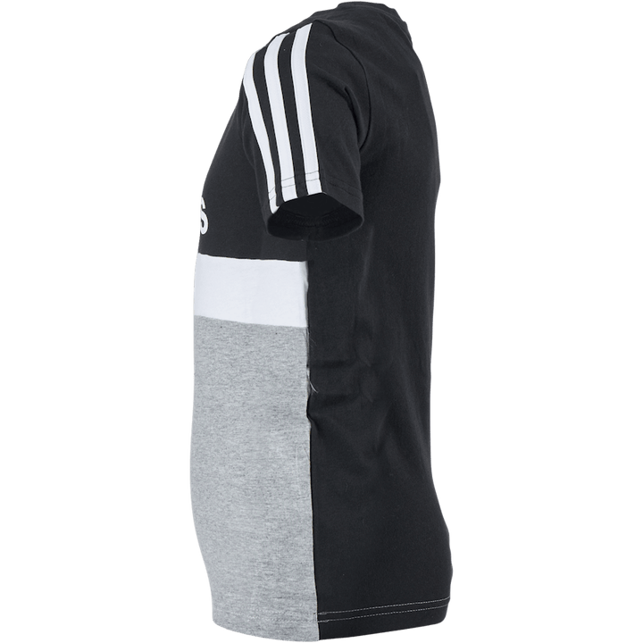 T-shirt Adidas Essentials Colorblock pour garçon, noir/gris moyen chiné/blanc