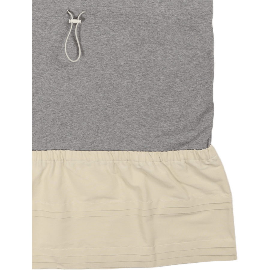 Dual Material T-Shirt Kleid Perlgrau