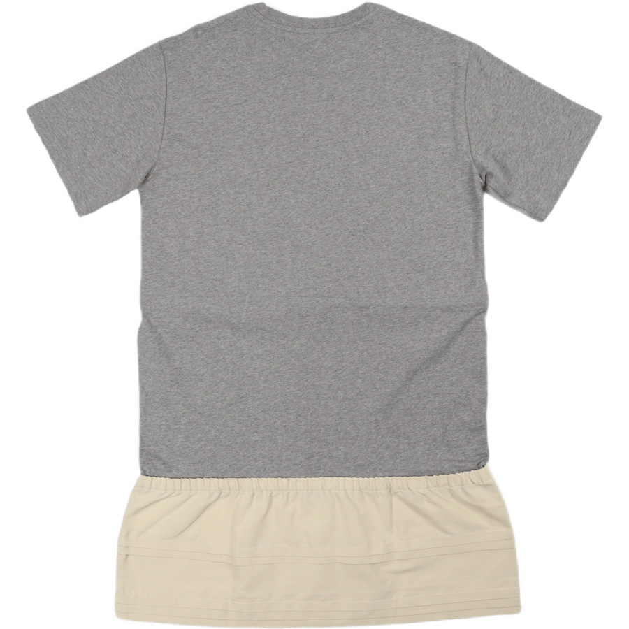Dual Material T-Shirt Kleid Perlgrau