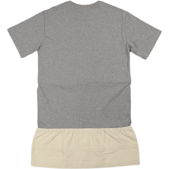 Dual Material T-Shirt Kleid Perlgrau