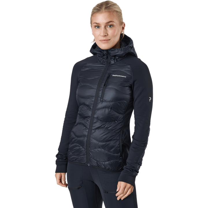W Helium Down Hybrid Hood Svart