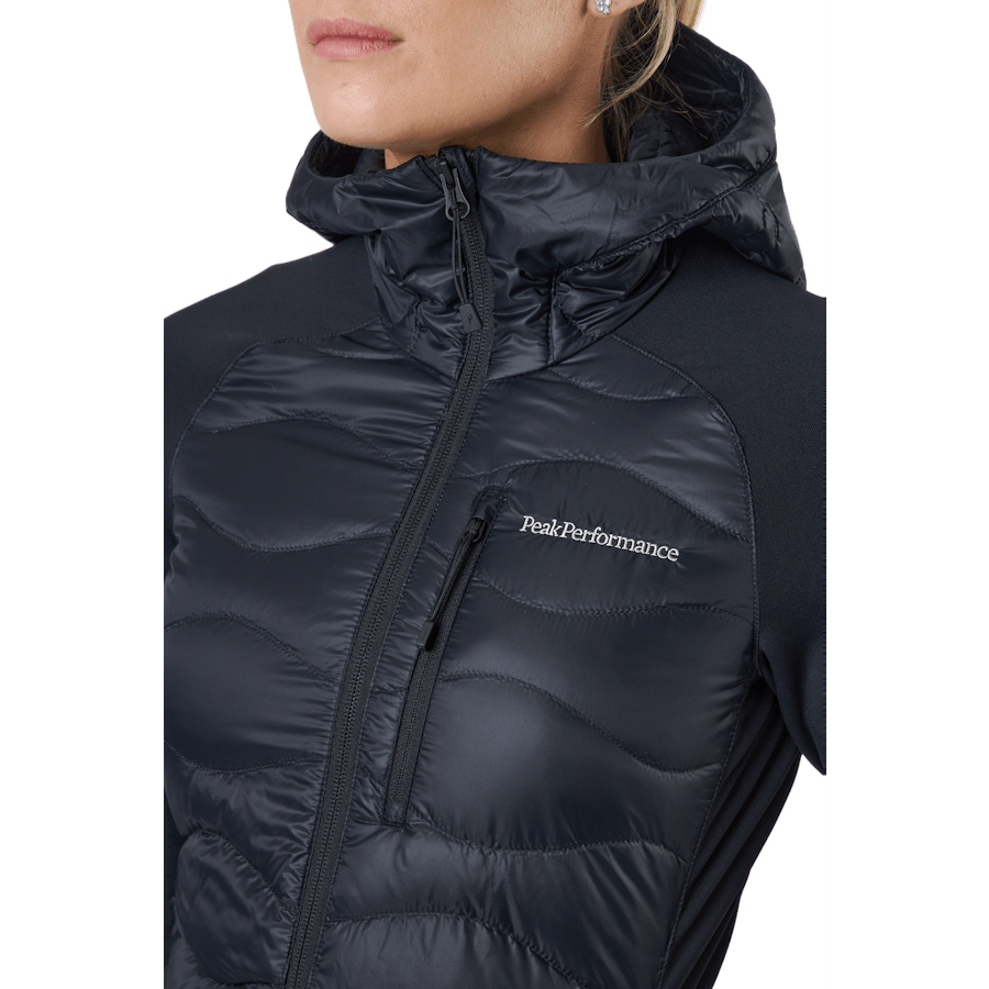 W Helium Down Hybrid Hood Svart
