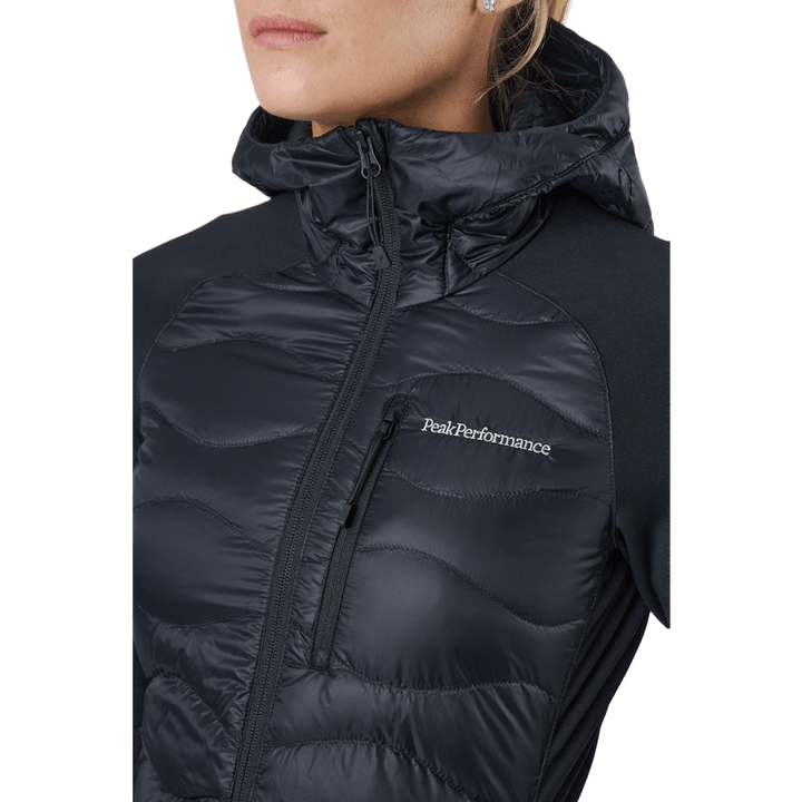 W Helium Down Hybrid Hood Svart