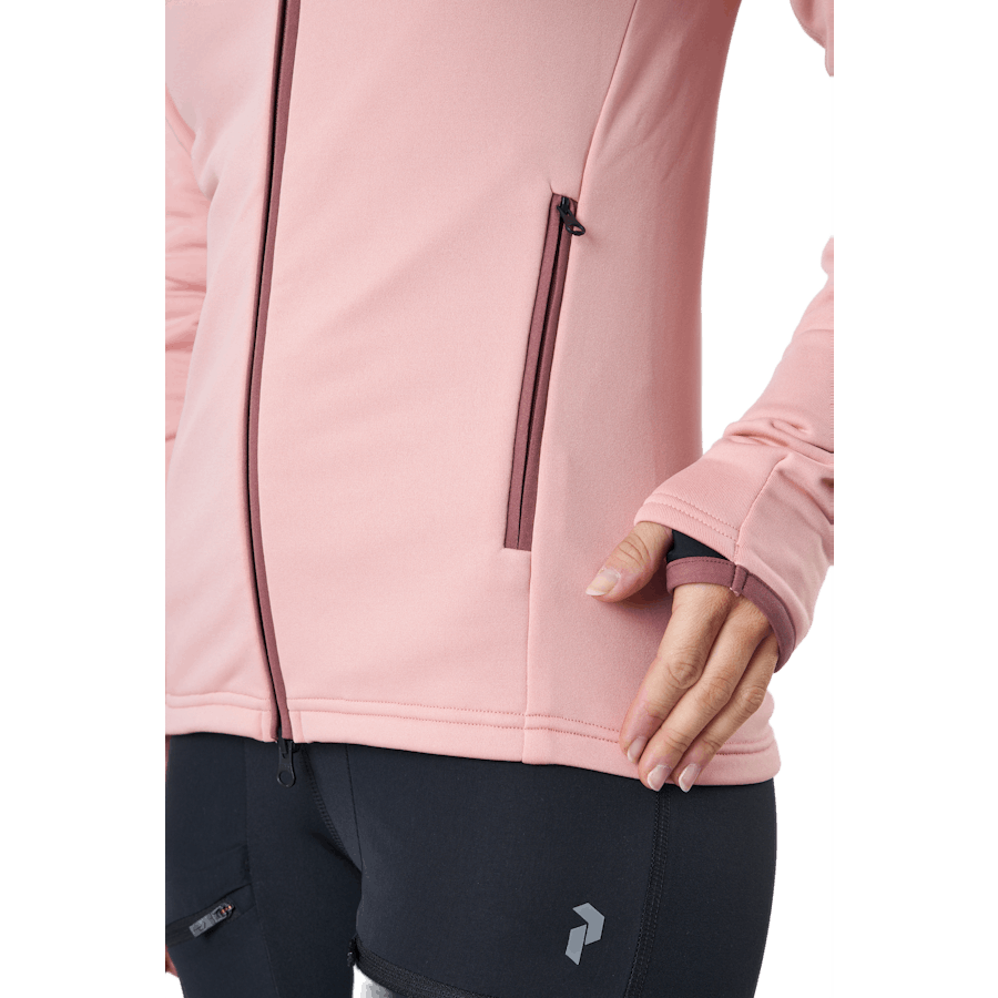 W Chill Light Zip Hood Warm Blush/rose Brown