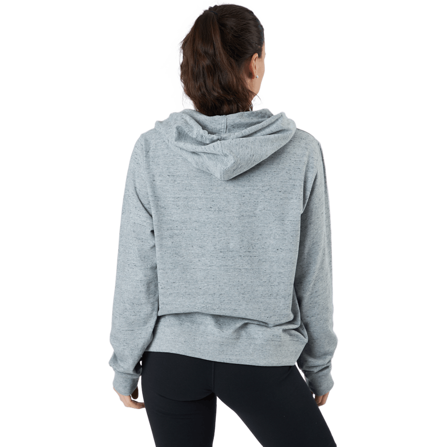 Sweat à capuche Sportswear Gym Vintage pour femme, gris chiné/blanc