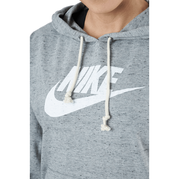 Sweat à capuche Sportswear Gym Vintage pour femme, gris chiné/blanc