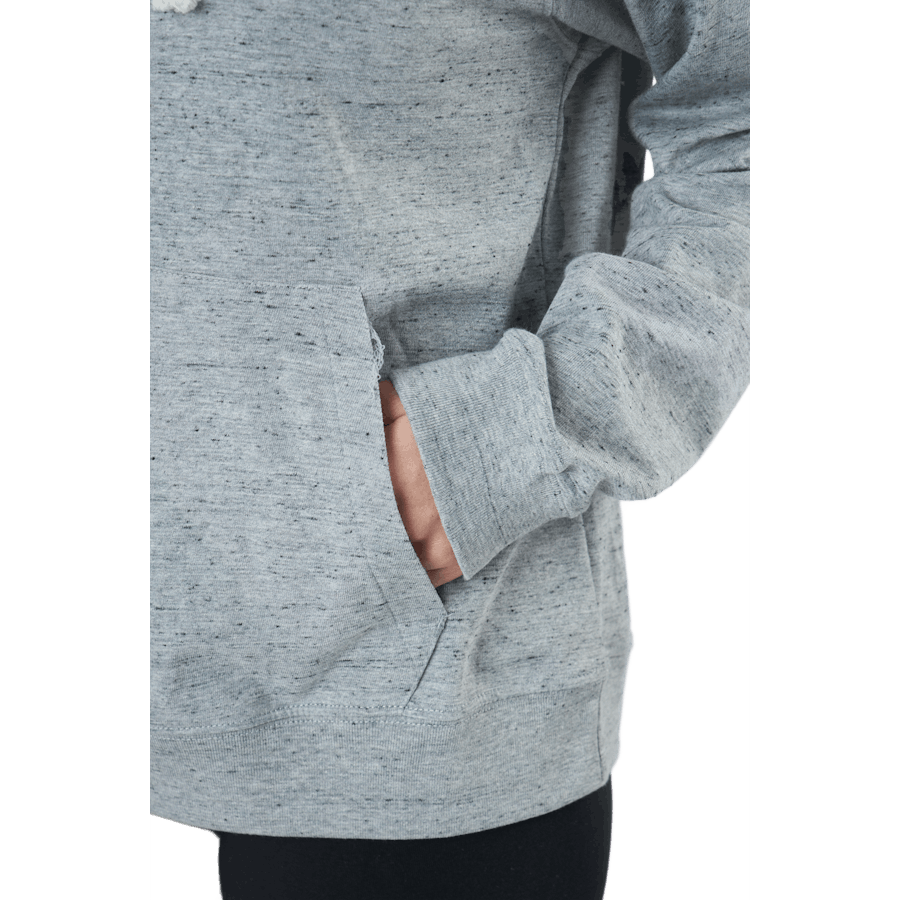 Sweat à capuche Sportswear Gym Vintage pour femme, gris chiné/blanc