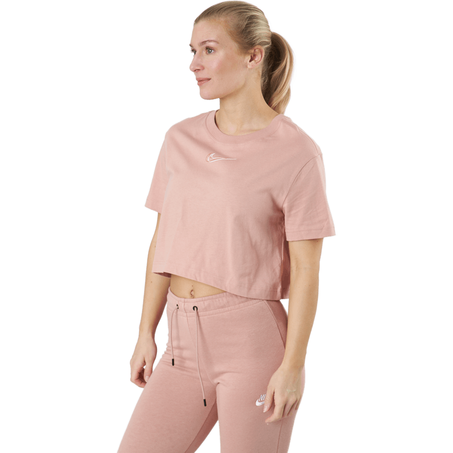 W Nsw Crop Ss Tee Prnt Rose Whisper/white
