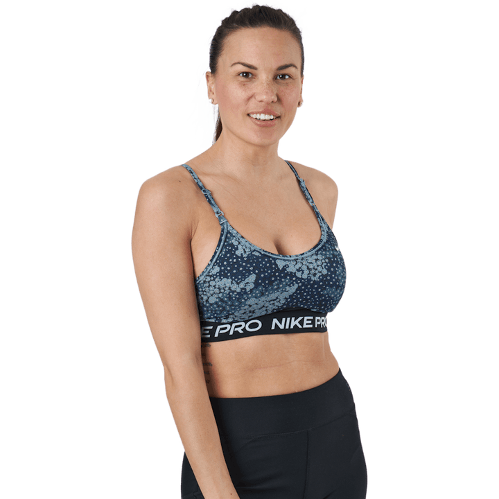 "Nike Pro Dri-fit Indy" moteriški marškinėliai Aviator Grey/black/black/white