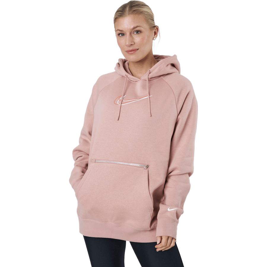 W Nsw Po Hoodie Os Bb Flc Prnt Rose Whisper/white