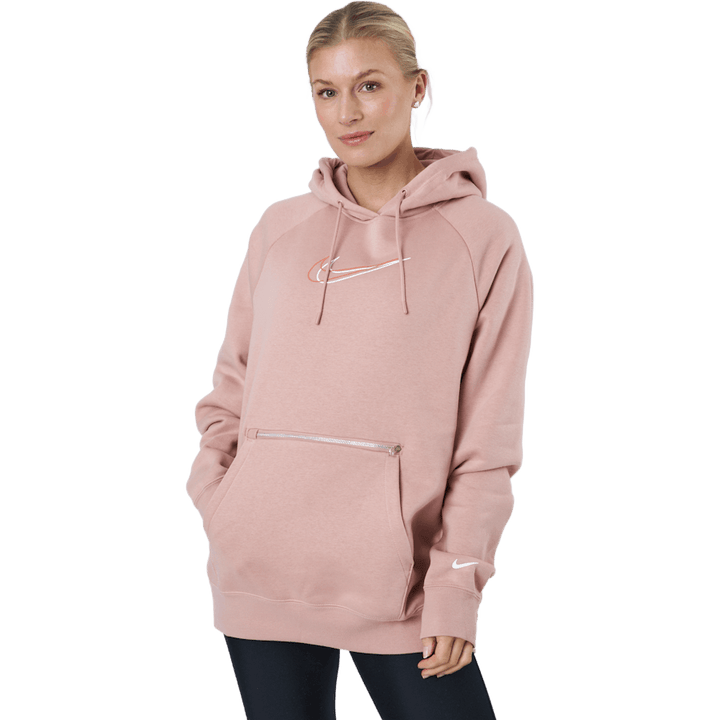 W Nsw Po Hoodie Os Bb Flc Prnt Rose Whisper/white