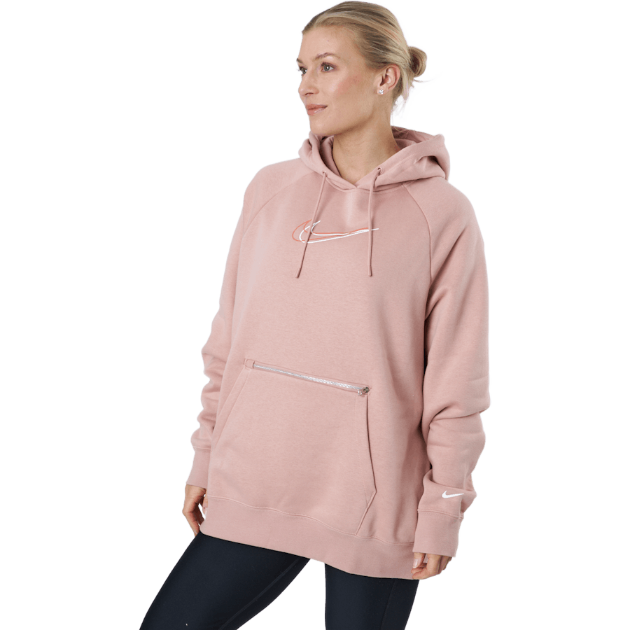 W Nsw Po Hoodie Os Bb Flc Prnt Rose Whisper/white
