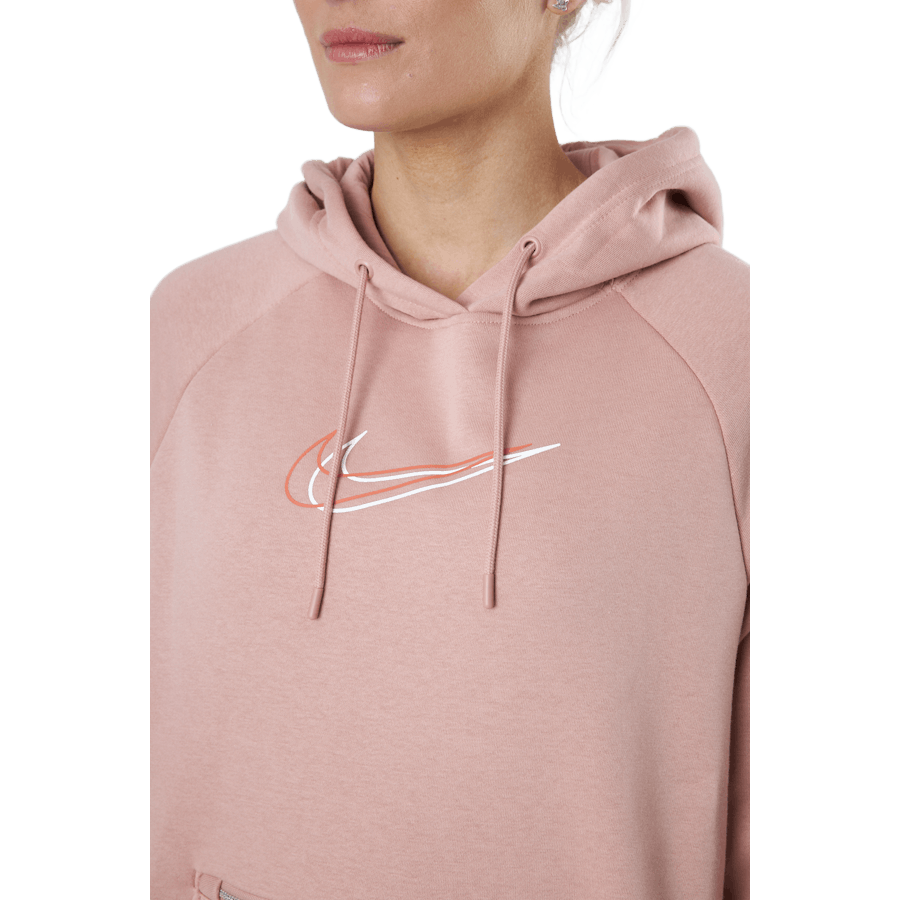 W Nsw Po Hoodie Os Bb Flc Prnt Rose Whisper/white