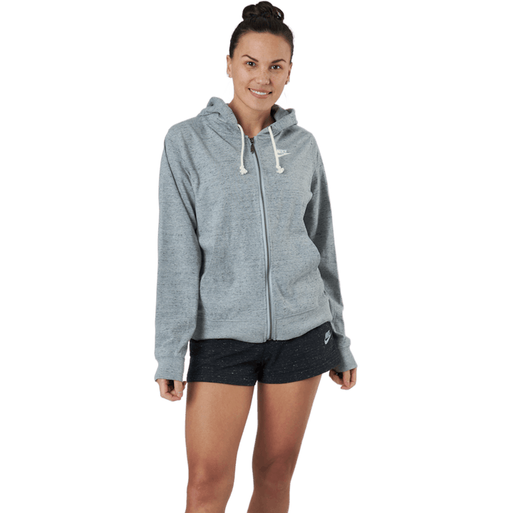 Sudadera con capucha y cremallera para mujer Sportswear Gym Vintage DK GREY HEATHER/WHITE