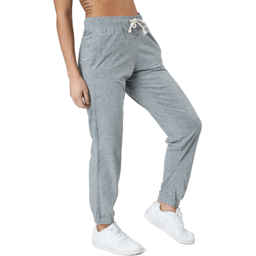 Pantalon de sport vintage pour femme, gris chiné/blanc