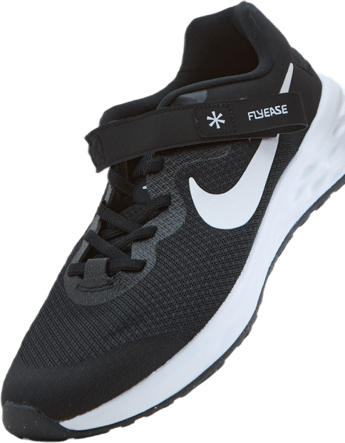 Revolution 6 FlyEase Big Kids' Easy On/Off Road Running Shoes BLACK/WHITE-DK SMOKE GREY