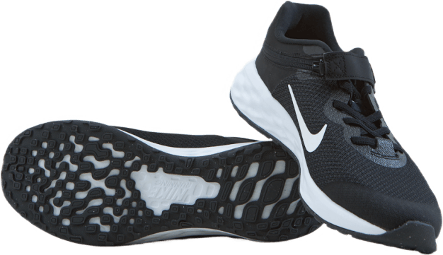 Revolution 6 FlyEase Big Kids' Easy On/Off Road Running Shoes BLACK/WHITE-DK SMOKE GREY