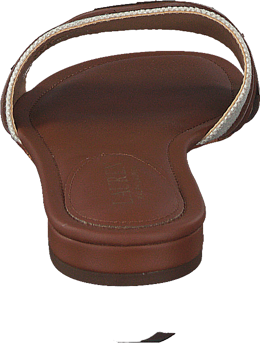 Alegra Canvas-Leather Slide Sandal Natural / Deep Saddle Tan