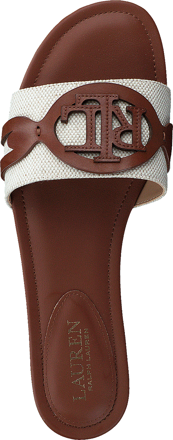 Alegra Canvas-Leather Slide Sandal Natural / Deep Saddle Tan