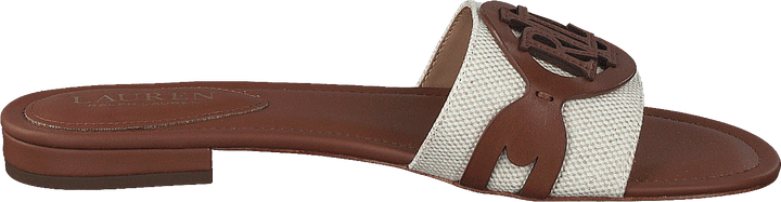 Alegra Canvas-Leather Slide Sandal Natural / Deep Saddle Tan