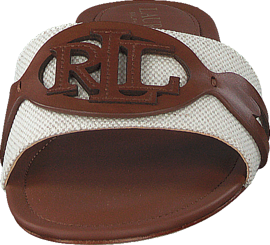 Alegra Canvas-Leather Slide Sandal Natural / Deep Saddle Tan