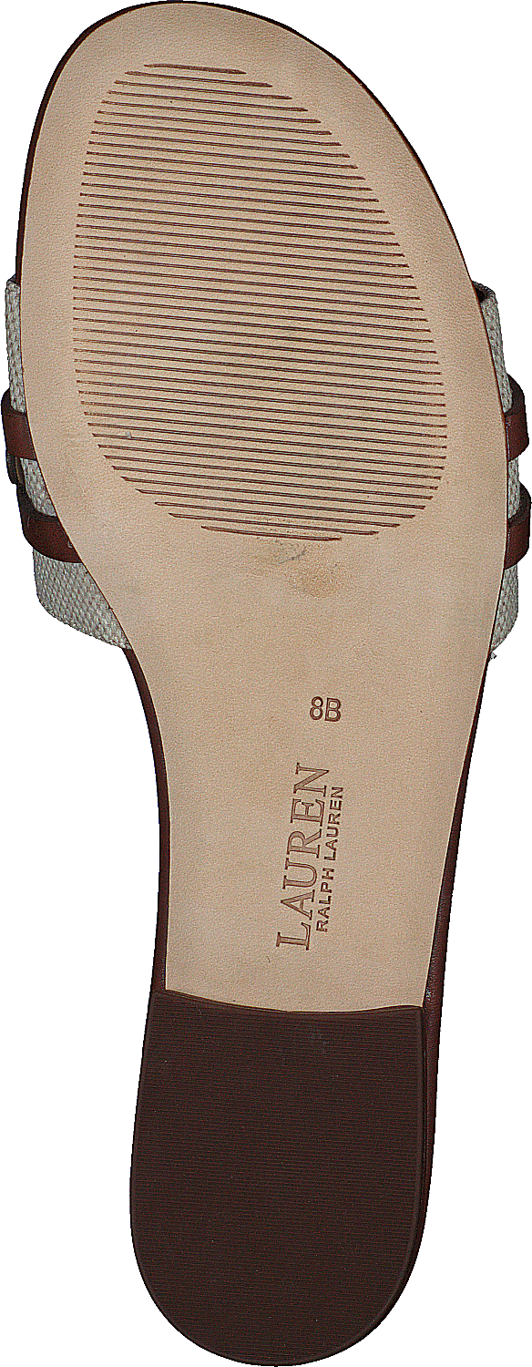 Alegra Canvas-Leather Slide Sandal Natural / Deep Saddle Tan