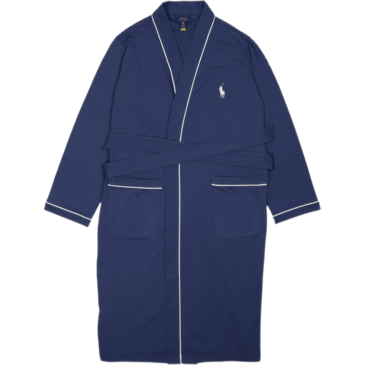 Cotton-Blend Jersey Robe Light Navy