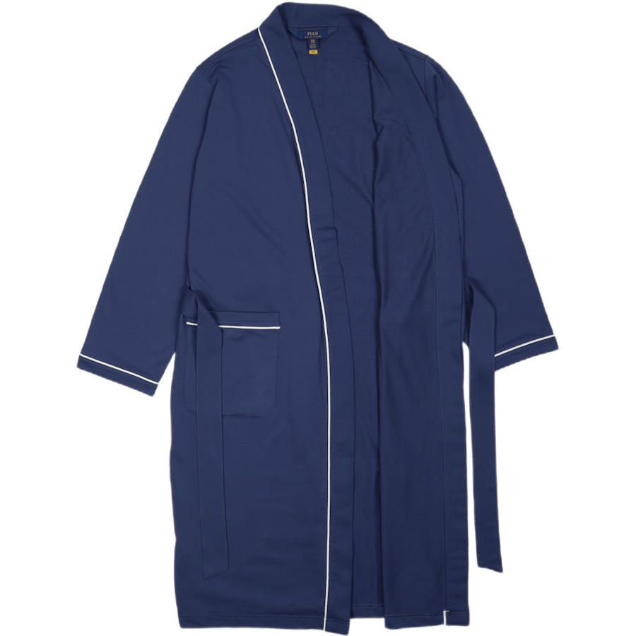 Cotton-Blend Jersey Robe Light Navy