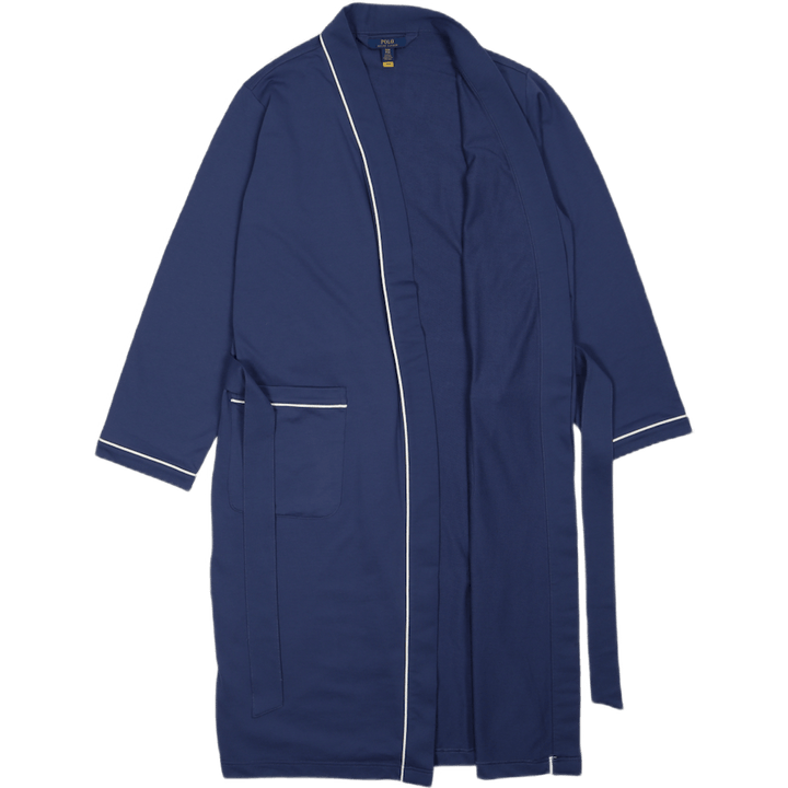 Cotton-Blend Jersey Robe Light Navy