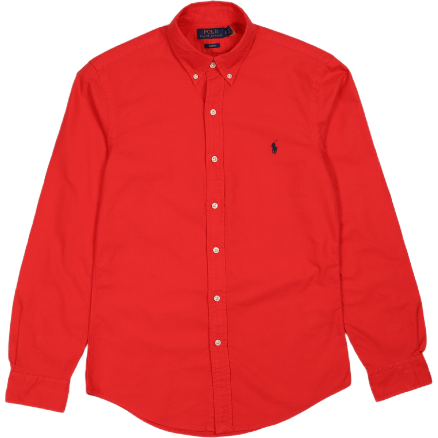 Slim Fit Garment-Dyed Oxford Shirt Tomato