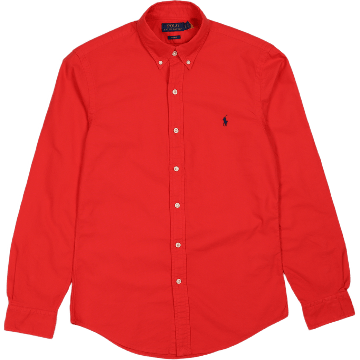 Slim Fit Garment-Dyed Oxford Shirt Tomato