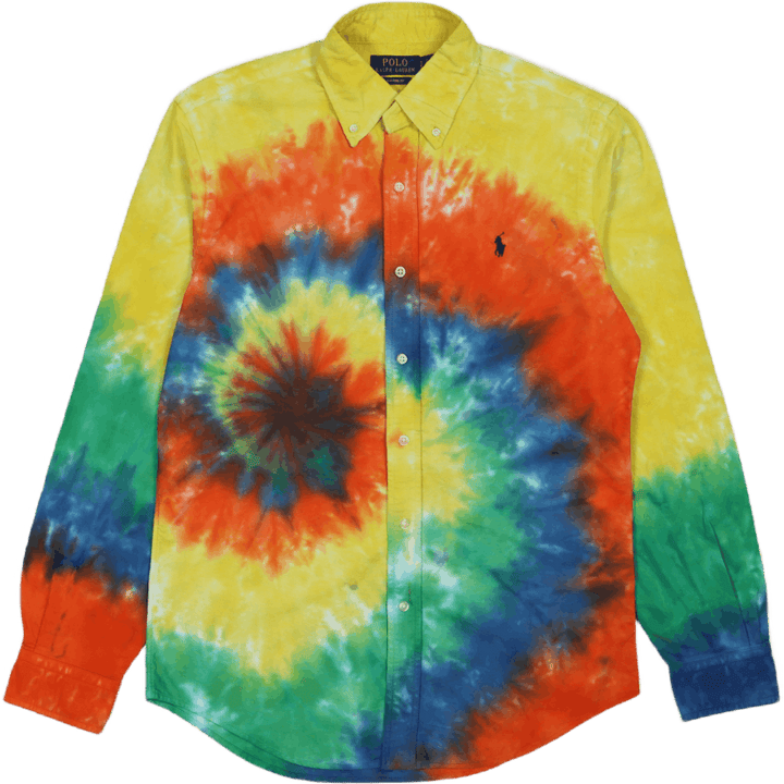 Custom Fit Tie-Dye Oxford Hemd 5626 Blau/Grün Tie Dye Multi