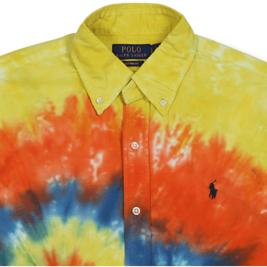 Custom Fit Tie-Dye Oxford Hemd 5626 Blau/Grün Tie Dye Multi