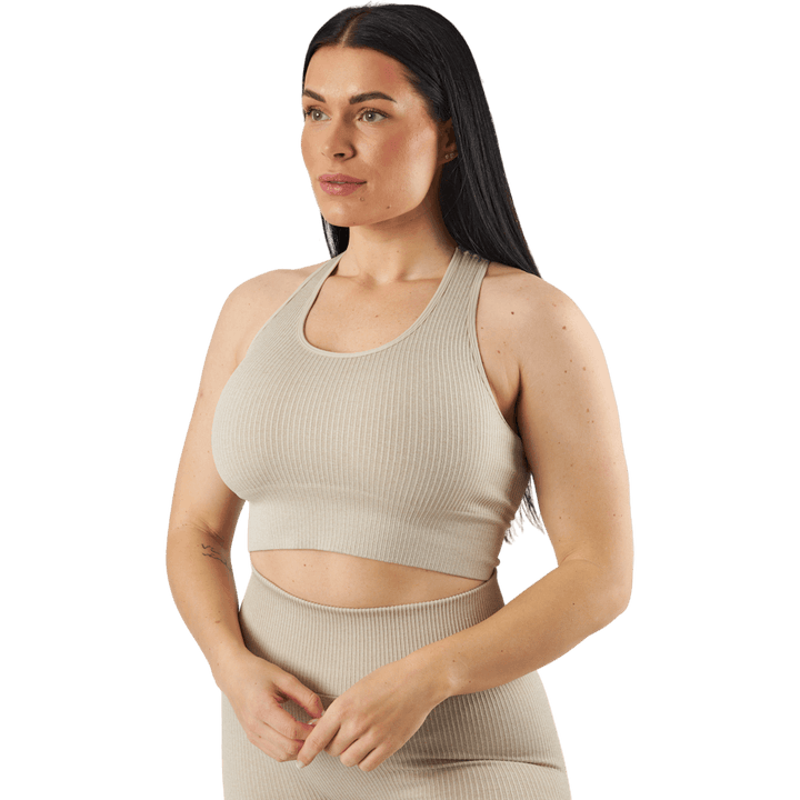 Crop top côtelé sans coutures motif champignon