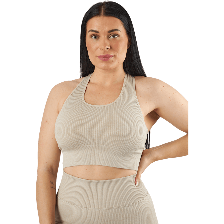 Crop top côtelé sans coutures motif champignon