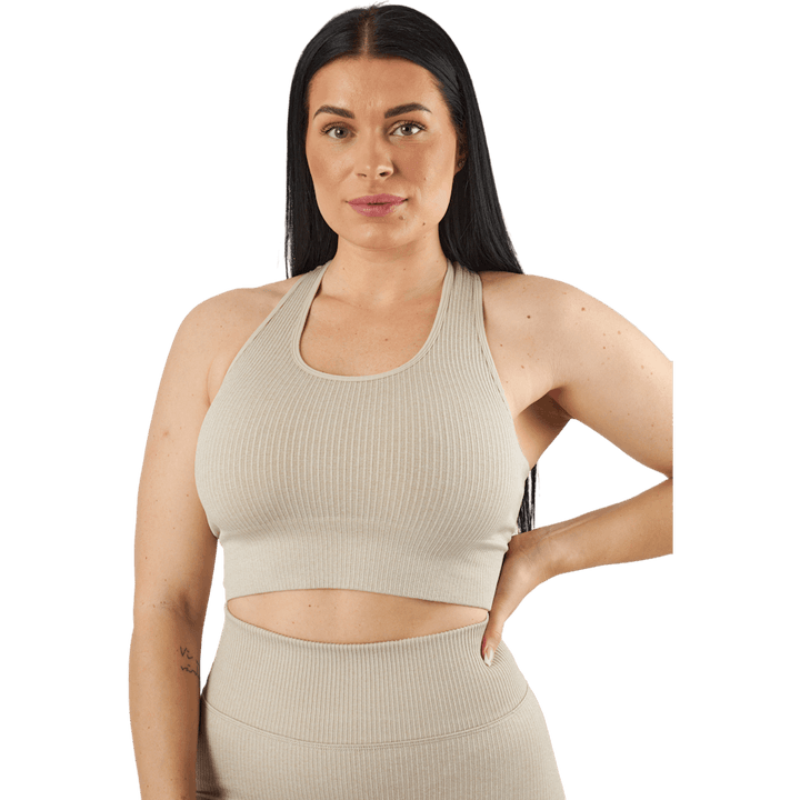 Crop top côtelé sans coutures motif champignon