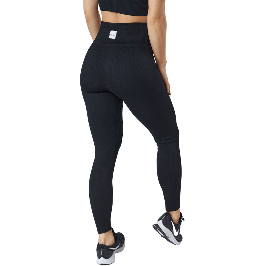 Rib Seamless Tights Black