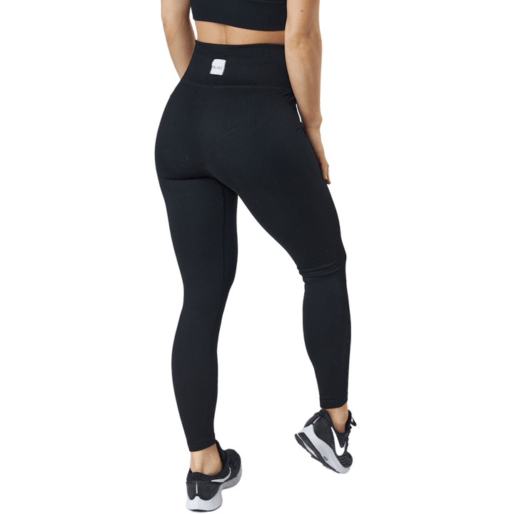 Rib Seamless Tights Black