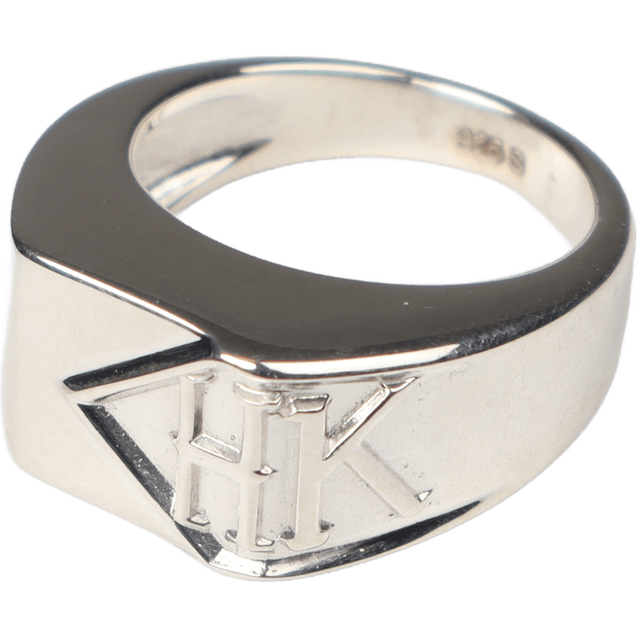 Squared Side Logo Signet Ring Silver