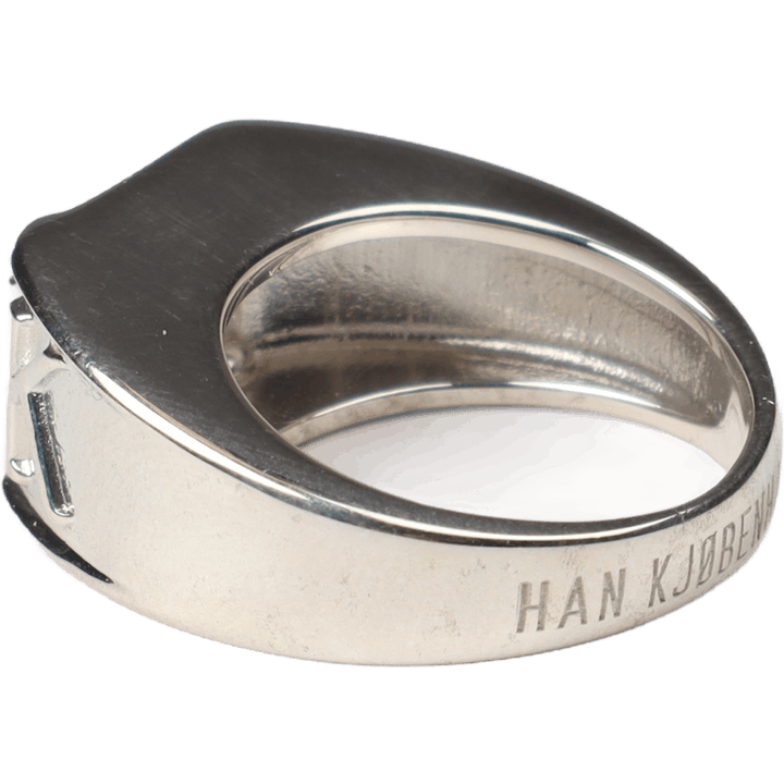 Squared Side Logo Signet Ring Silver