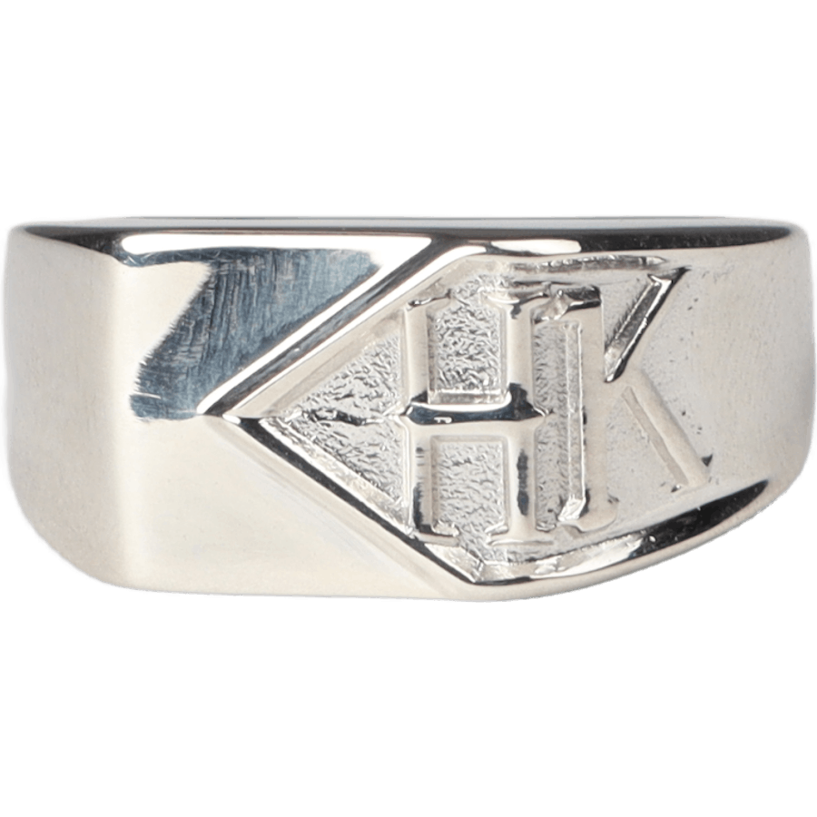Squared Side Logo Signet Ring Silver