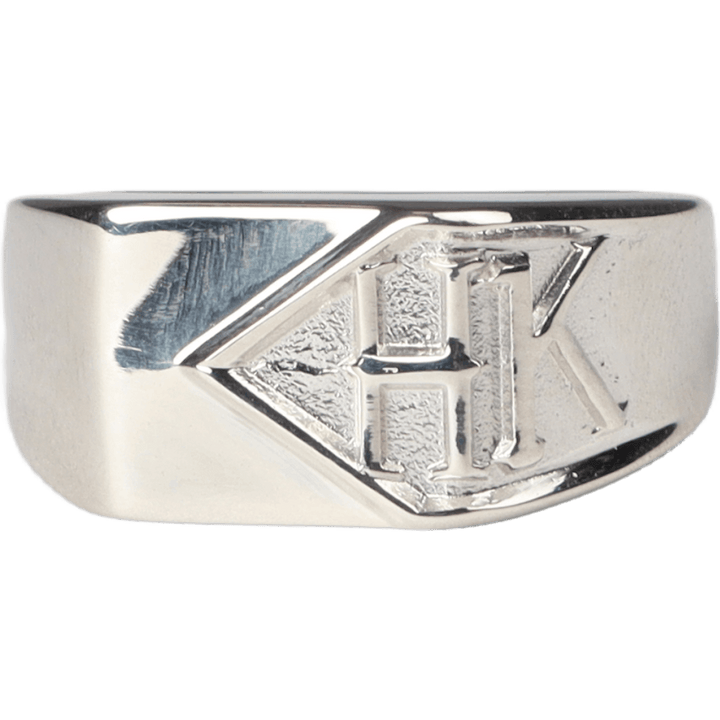 Squared Side Logo Signet Ring Silver