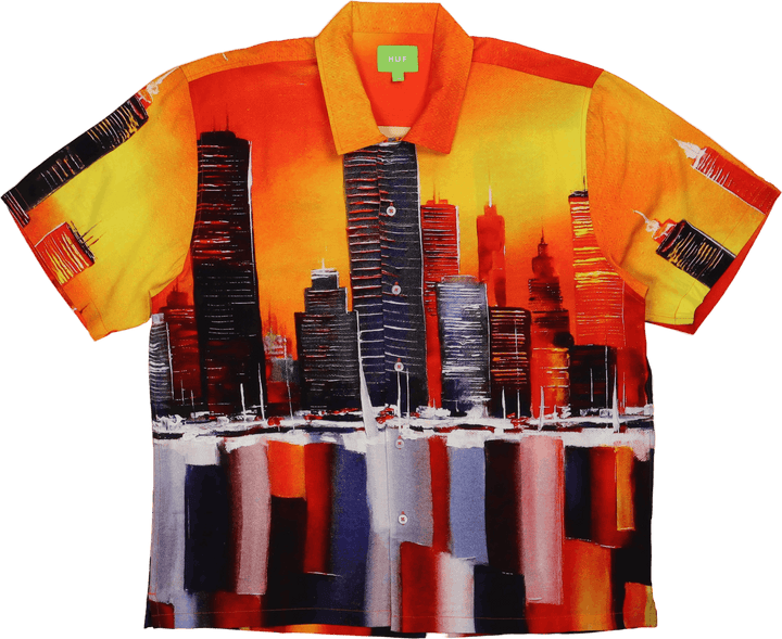 Beton-Dschungel S/s gewebtes Top Orange